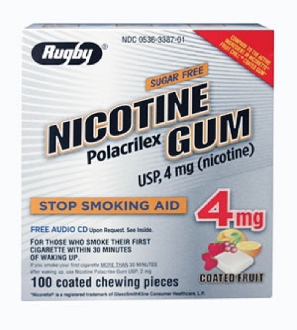 NICOTINE GUM 4MG COAT FRUITÃ‚Â NICOTINE POLACRILEX4 MG LT Tan 100 CT