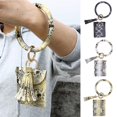 thumbnail image 2 of Key Ring Large Circle Fake Leather Fashion Round Wristlet Keychain for Women, 2 of 8
