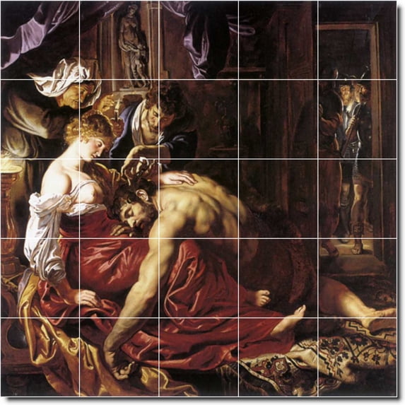 Ceramic Tile Mural-Peter Rubens Mythology Backsplash Tile Mural 13. 60" w x 60" h using (25) 12 x 12 ceramic tiles