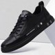 thumbnail image 2 of Zapatos de hombre Zapatillas planas Zapatillas blancas sin cordones que combinan con todo Zapatos casuales de cuero negros para hombre, 2 of 5