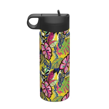 

Qekee Colrful Tropical Leaves Print 18OZ Sports Insulated Kettle Coffee Mug Travel Tea Mug Thermos Cup 18 Stainless Steel Water Bottle For Running Hiking Cycling
