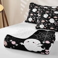 thumbnail image 4 of Homewish Cute Halloween Ghost Bed Spread Queen,Spider Web Heart Candy Pattern Queen Coverlet Set,Black,3-Piece, 4 of 7