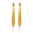 thumbnail image 5 of 14K Solid Yellow Gold Oval Medium Hoop Earrings, 5 of 10