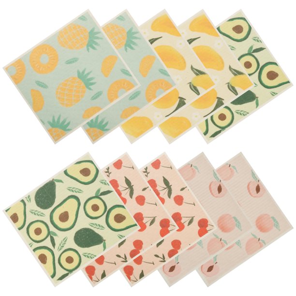 Xiyztok 10Pzas Paños de Cocina Suecos, Juego de Paños de Cocina Reutilizables, Toallas de Cocina Absorbentes, Trapos de Cocina Que No Rayan, Paño de Limpieza de Algodón Suave para Lavar y Limpiar