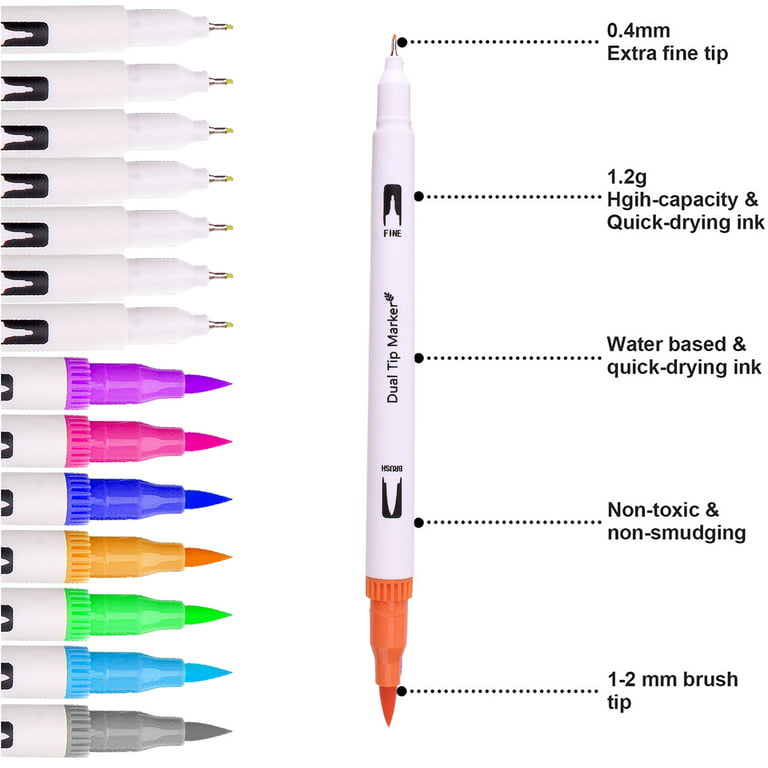  Incraftables Dual Tip Markers Set (24 Colors). Best