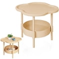 thumbnail image 3 of Table d'Appoint Ronde Moderne à 2 Niveaux, Table de Bout avec Plateau Amovible, Table de Nuit en Plastique, Table de Patio Extérieure, Support de Rangement de Chevet pour Salon, Chambre, Balcon, 3 of 5