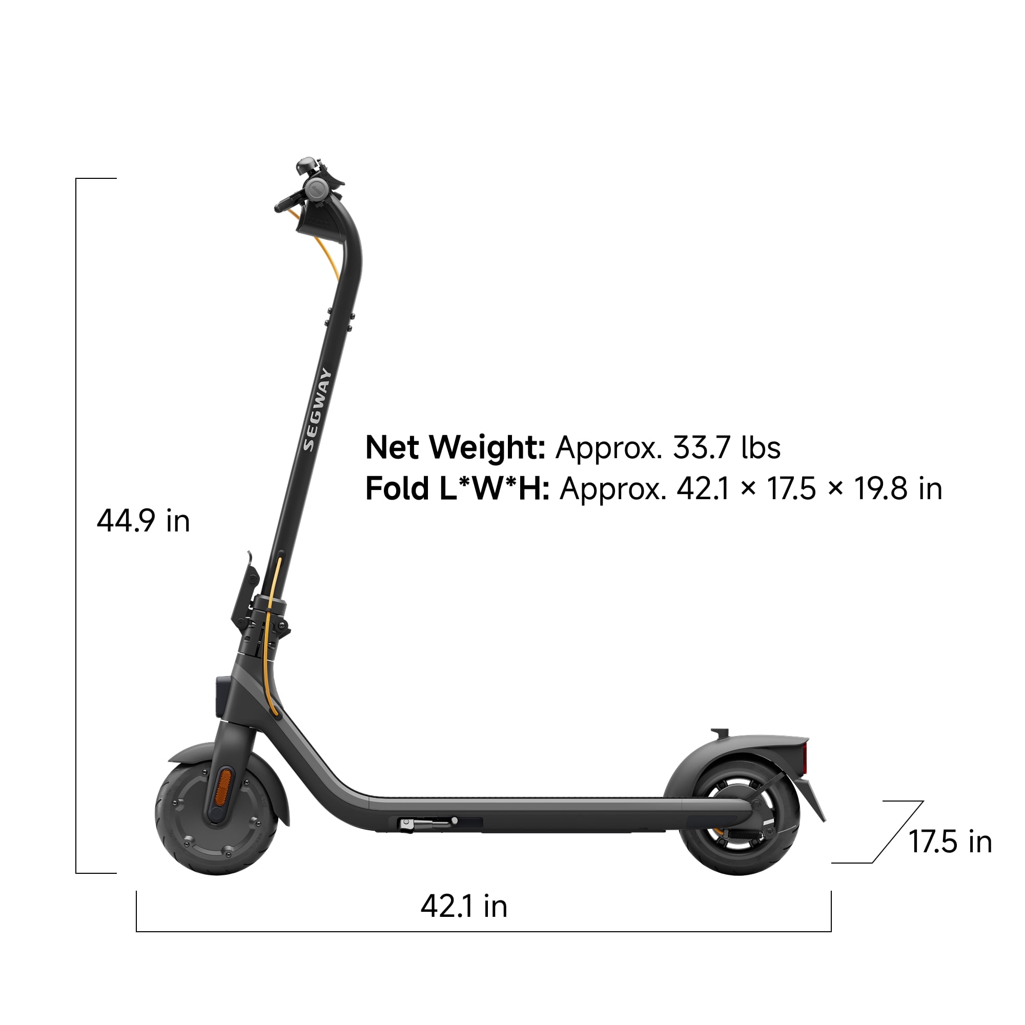 Segway DLX 2 Plus Electric Scooter, 15.5 mph Max Speed, 15.5 Mile Range, Teens and Adults, Black, UL Certified