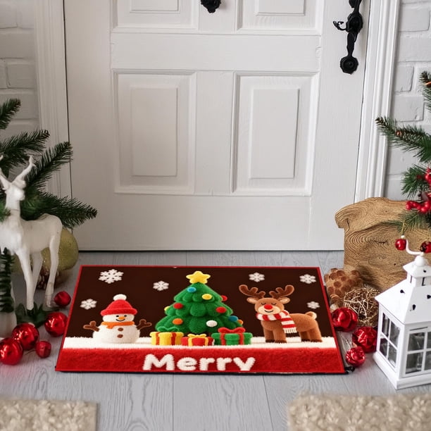 Alfombra Navideña de Terciopelo Cristal para Cocina y Baño, Impermeable, Ideal para Decoración Del Hogar | Multicolor, Poliéster, 60 X 40 Cm | Crea Ambiente Navideño | Fácil de Limpiar | Un Toque Fes