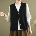 thumbnail image 5 of Oksale Cotton Vest for Women 2025 Button Down Vests Sleeveless Jacket Solid Color Jackets Soft Outwear Lightweight Waistcoat 2025 Black XL, 5 of 6