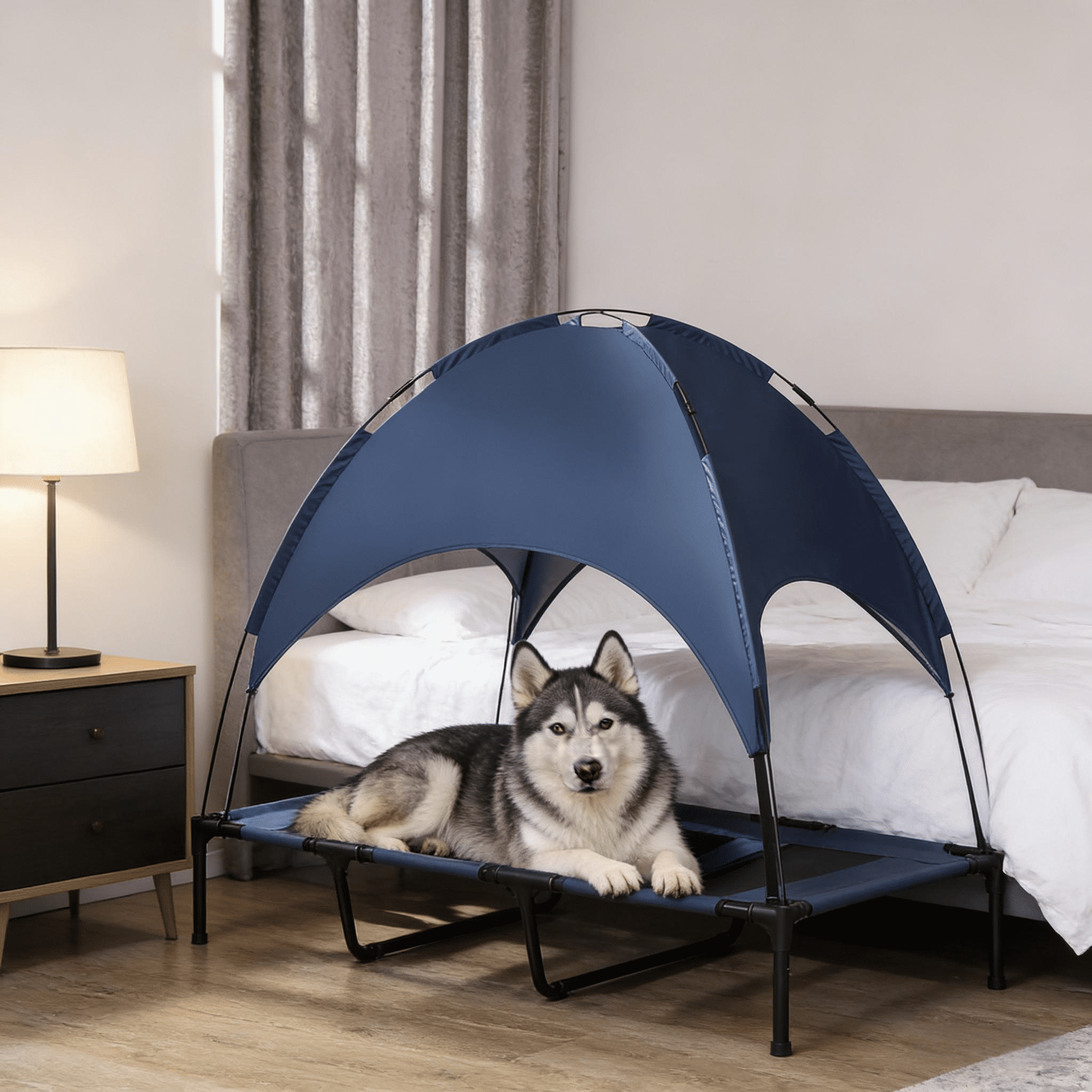 Orthopedic Dog Bed, Pet Bed,Elevated Portable Dog Cot, Black,Dark Blue Dog Bed,Mesh,Metal,Oxfabric,Polyester Cat Bed, Pet Supplies Pet Beds & Furniture