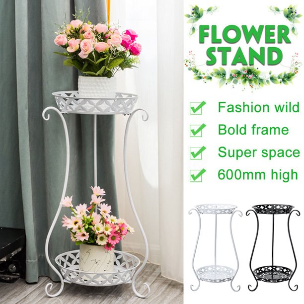 11.8x23.6 inch Plant Stand Outdoor Metal 2 Tier Stands for