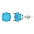 thumbnail image 2 of 3 Ct Round Cut Studs Blue Turquoise 14K White Solid Solid Gold Everyday Dainty Earrings Push Back, 2 of 7