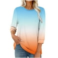 thumbnail image 2 of WSBDENLK Womens 3/4 Length Sleeve Tops Summer Tee T-Shirts Solid Color Round Neck Tunic Blouses Fall Winter Clothes Orange XL(XL), 2 of 6