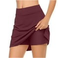 thumbnail image 2 of UAMVSH Womens Summer Tennis Skirts Trendy Running Workout Skirt Built-In Shorts Solid Athletic Skorts, 2 of 5