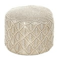 thumbnail image 1 of Off-White Handwoven Cotton Macrame Pouf by Sprinkle &amp; Bloom, 1 of 2