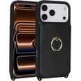 thumbnail image 3 of for iPhone 17 Pro Max Case with Card Holder and Strap for Women,Crossbody Lanyard,Ring Stand,Snap Clasp,Cute Phone Wallet Cases 6.9 inch (Black), 3 of 16