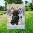 thumbnail image 3 of Hello Winter Vintage Newfoundland Enjoys Snowy Day with Snowman Garden Flag 12x18in Double Sided Newfie Dog Lover Gifts Outdoor Decor - 12019, 3 of 5