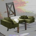 thumbnail image 2 of Modern Minimalist Fabric 132" L-Shaped Sectional Sofa with 6 Pillows, 2 of 14