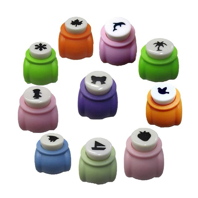 10x Mini Paper Cut Punch Scrapbook Card Craft Cutter Stencil Handheld Making Hole (Mixed Patterns)