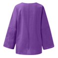 thumbnail image 5 of Yigetop Linen Shirts for Women Linen Shirts for Women 2025 Trendy Long Sleeve Summer Tops Casual Loose Tshirts Basic Tees Women's Linen Shirt Purple1 2XL, 5 of 5