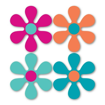 

70 s Bright Flower 4 Piece Magnet Pack