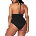 thumbnail image 3 of Danhjin Womens Plus Size Bikini High Waisted Swimsuits Two Piece Bathing Suits Tummy Control Swimwear on, 3 of 6
