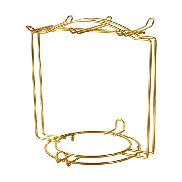 Tea Cup and Saucer Display Rack Durable Kitchen Draining Rack Dish Storage Organizer Hanging Display Shelf Mug Holder for Bottle Storage , Golden