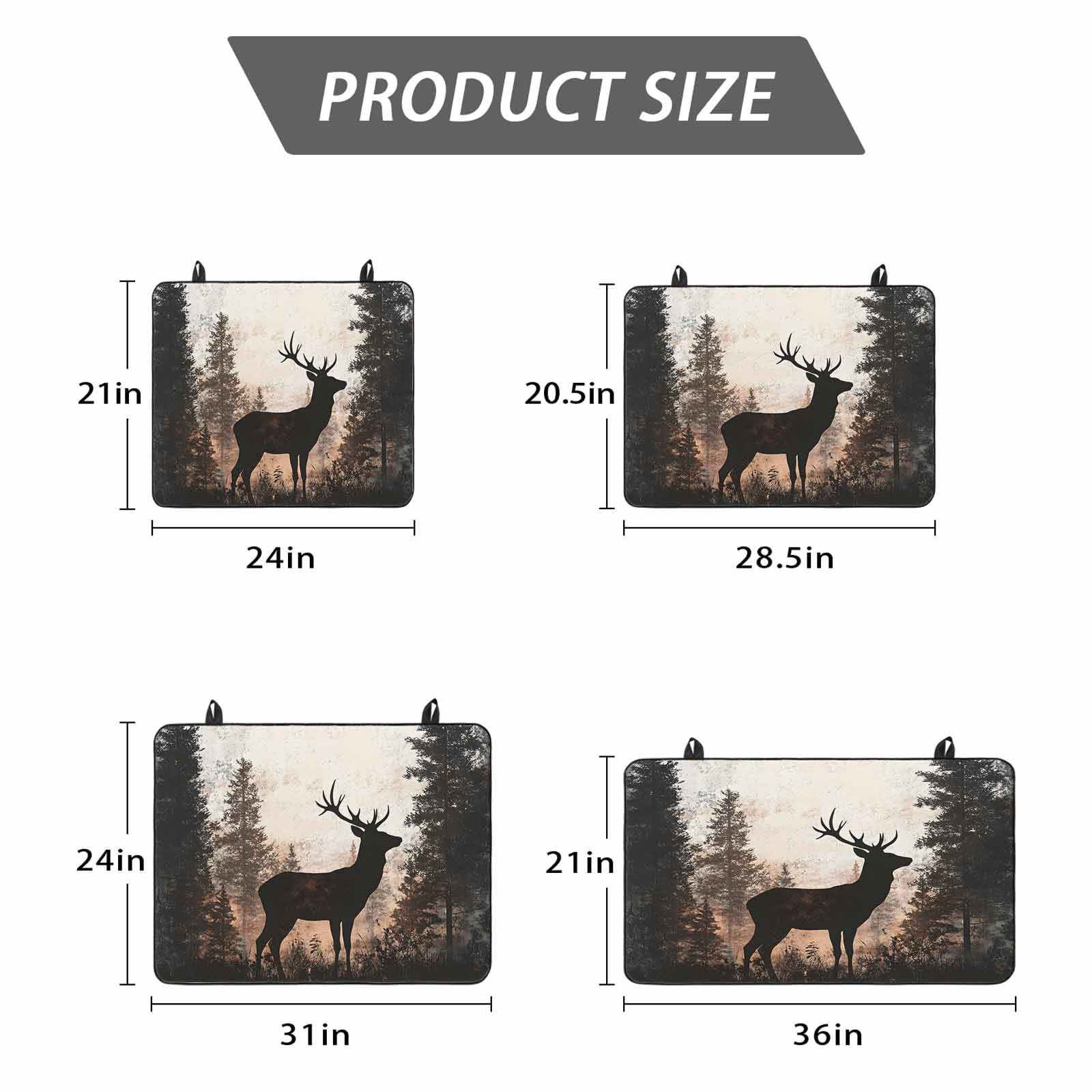Forest Tree Elk Stove Top Cover for Electric Stove, Heat-proof & Non Slip Glass Top Stove Cover Protector, Vintage Black Deer Animal Wild Plant Kitchen Flat Cooktop Rubber Mat 24x21 Inches