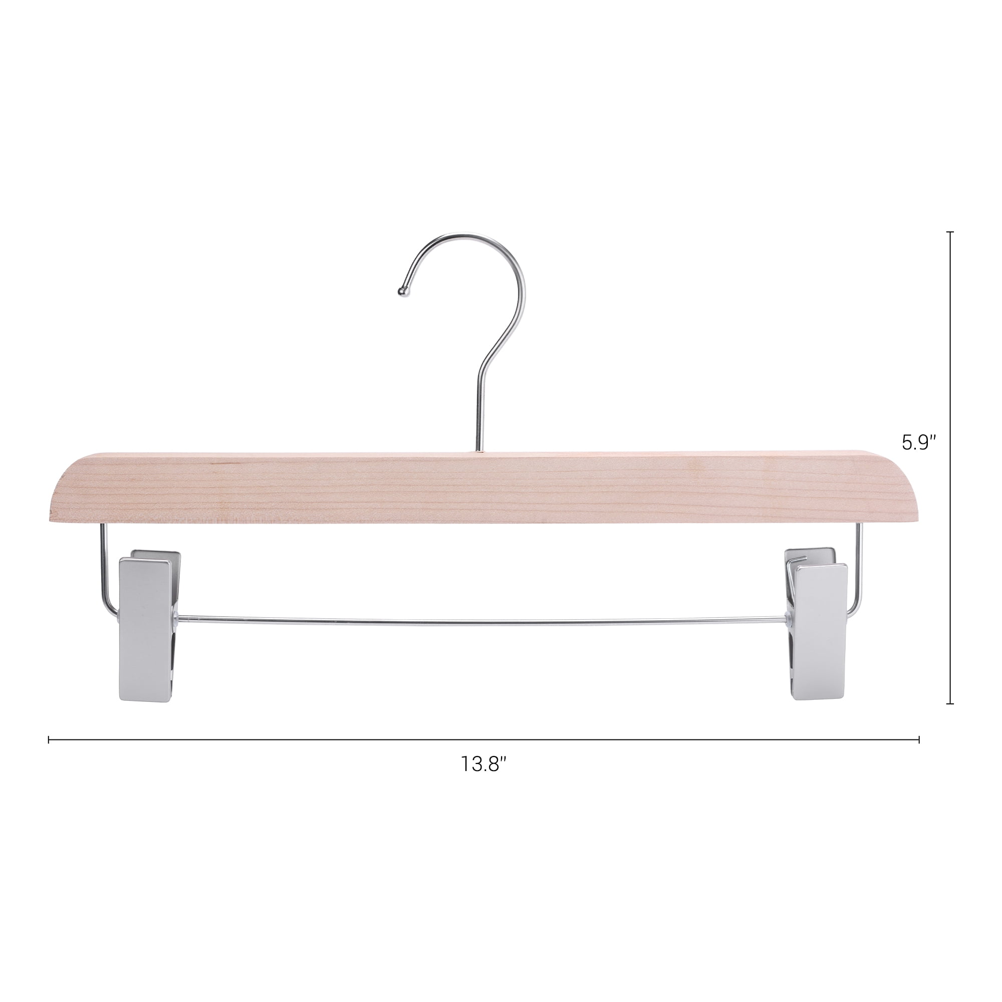 Unique Bargains Wood Hangers with Pinch Clips for Clothing and Pants 10 Pack Silver