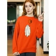 thumbnail image 3 of Ghost With Balloon Pumpkin Halloween Outfit Shirt Crewneck Sweatshirt, S, Orange, 3 of 6