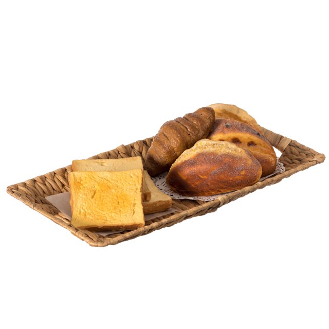 Natural Decorative Rectangular Hand-Woven Water Hyacinth Serving Tray with Built-in Handles, Small