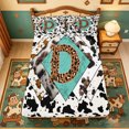 thumbnail image 5 of meiyoeat Western Cow Print Monogram D King Sheets For Boys,Leopard Initial Print Bedding,4 Pieces,1 Flat Sheet,1 Fitted Sheet And 2 Pillowcases, 5 of 6