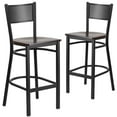 thumbnail image 2 of Flash Furniture 2 Pk. HERCULES Series Black Grid Back Metal Restaurant Barstool - Walnut Wood Seat, 2 of 8