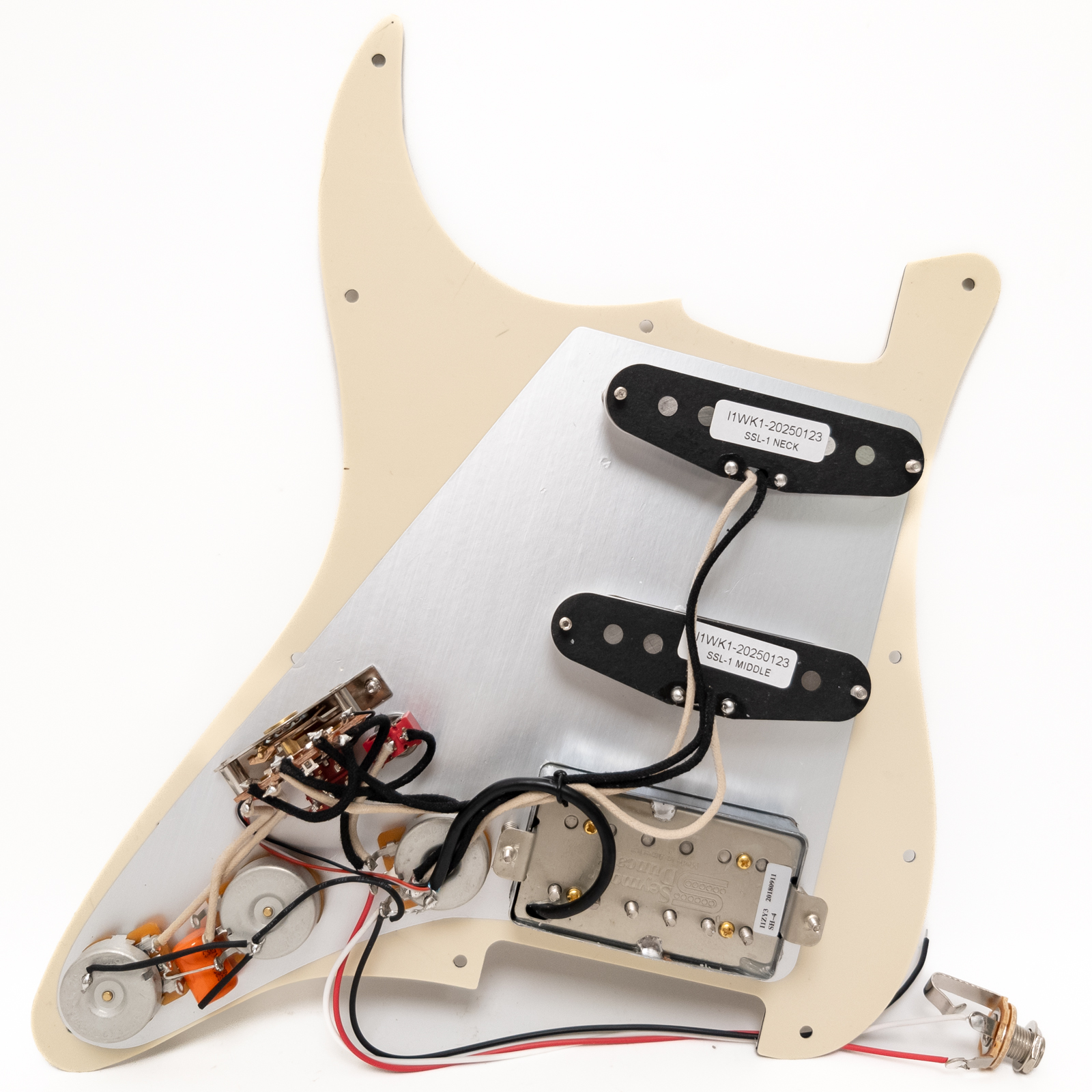 Guitar Prewired Loaded Strar Pickguard, with SSH Alnico 5 Humbucker Pickups, Coil Splitting for Fender USA/Mexico Strat Electric Guitars Replacement Parts