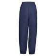 thumbnail image 3 of Plus Size Women's Solid Bow Knot Elastic Button Decor Casual Pants with Pockets, 3 of 14
