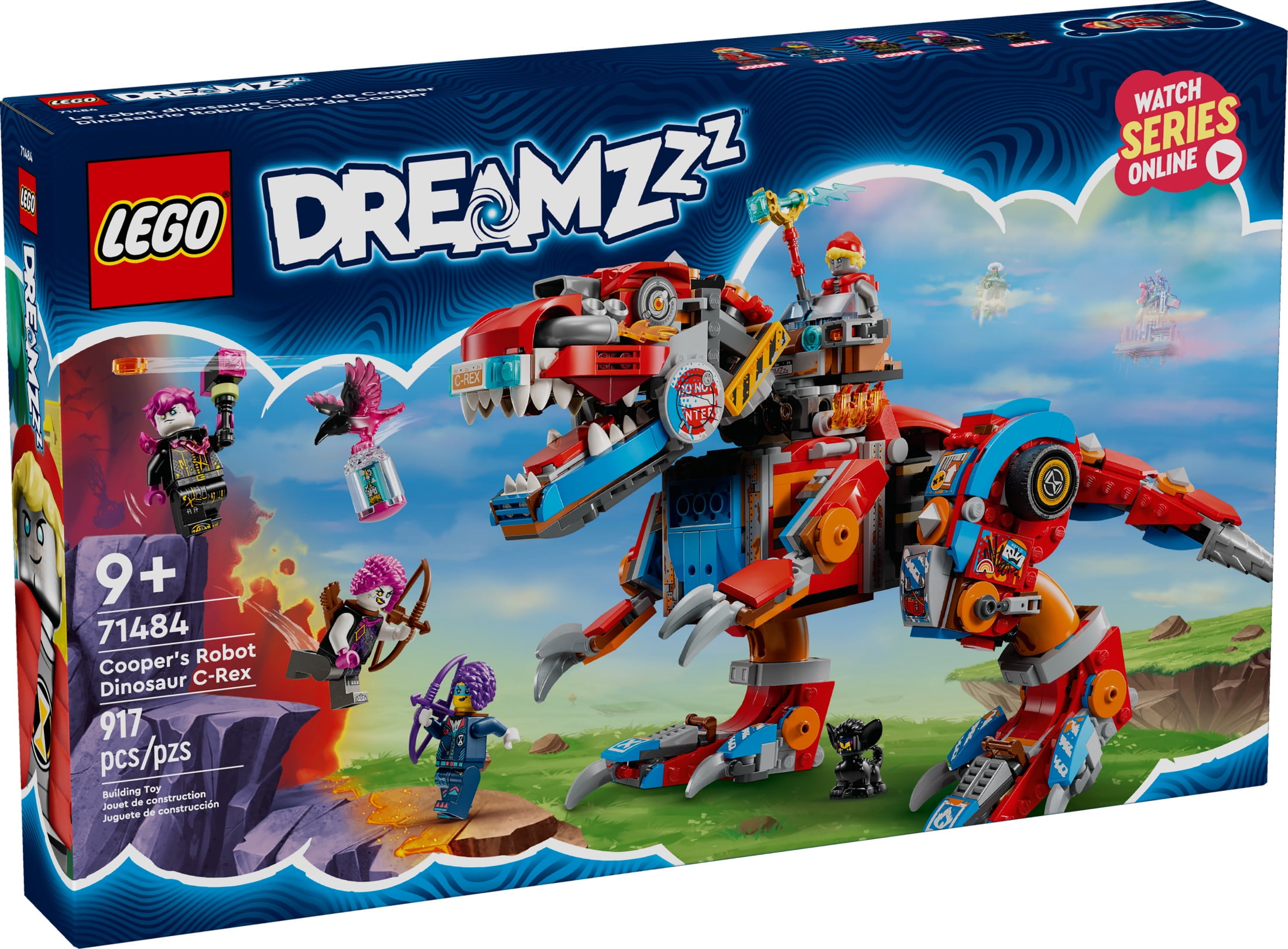 LEGO DREAMZzz Cooper’s Robot Dinosaur C-Rex Toy, Transforms from a Pterodactyl to a T-Rex, 71484
