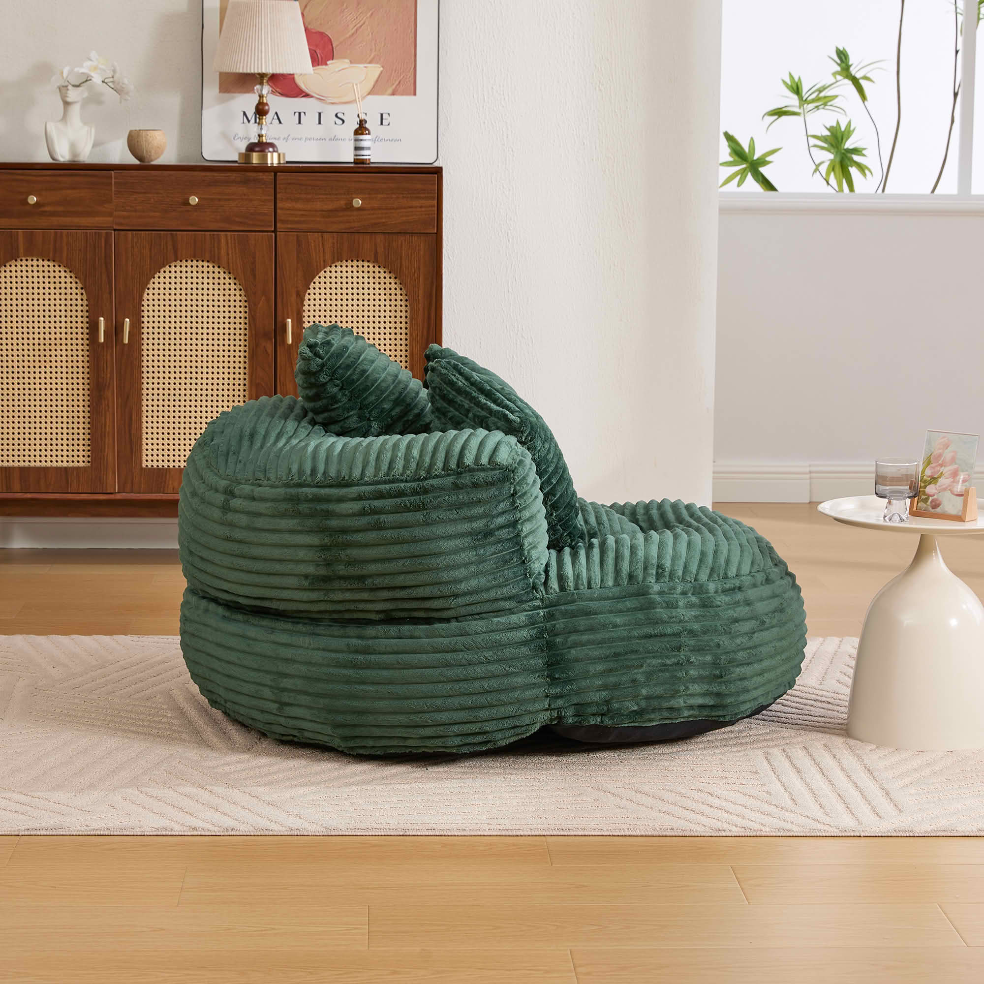 MAYEERTY Bean Bag Chair for Adults, Cozy Corduroy Lounger with High-Density Foam, No Assembly, Emerald