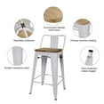 thumbnail image 2 of Leejay White 24 inch Low Back Counter Height Metal Barstool with Dark Wood Seat, Set of 6, 2 of 5