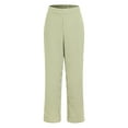 thumbnail image 5 of TANGQIOP Causal Pants for Women Solid Color Striped Straight Wide Leg Elasticized High Waisted Pocketed Button Breathable AG M, 5 of 9
