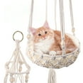 thumbnail image 6 of Macrame Cat Hammock with Cushion - Handwoven Hanging Cat Bed with Tassel Design, Boho Style Indoor Pet Swing for Sleeping, Lounging, and Climbing, Elegant Home Decor, 6 of 6