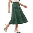 thumbnail image 2 of POIUYTR Girls Summer Midi Skirts Casual Elastic Waist Solid Color Smock Skirt Kids Vacation Flowy Skirts, 2 of 6