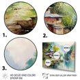 thumbnail image 3 of Designart art Mural Encadré Rivières Montagnes, Impression sur Toile Encadrée Rivière, Vieux Village au Bord de la Rivière et Montagnes, art Mural Traditionnel Vert Doré, 32x16 Pouces Cadre Doré, 3 of 5