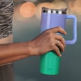 thumbnail image 5 of 40 oz Tumbler with Handle and Straw Lid | Vacuum Insulated Leak Proof Tumbler | Stainless Steel Water Bottle Cup Gifts for Dads Moms Women Men Him Her | Cream Checkered, 5 of 7