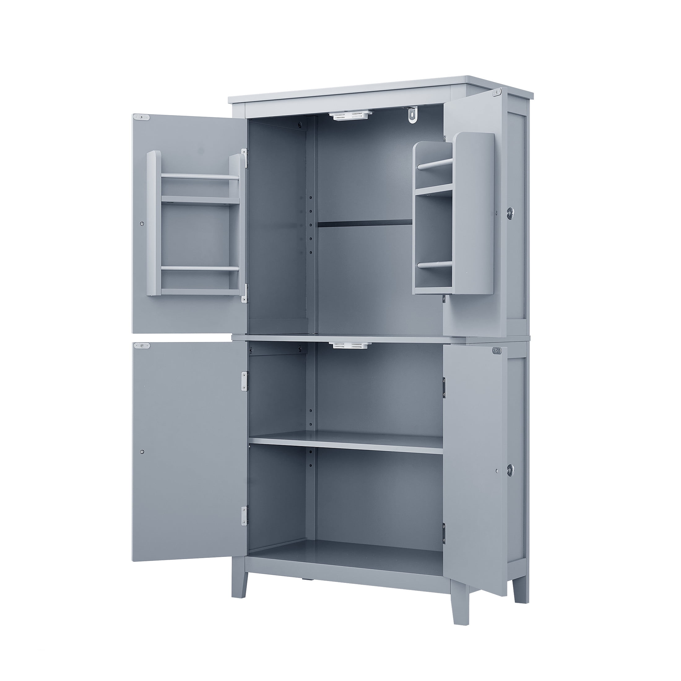 GDF Studio 23.6" Elegant Bathroom Floor Cabinet with 4 Doors, Storage Organizer, Adjustable Shelf, Gray