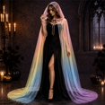 thumbnail image 2 of Yuncity Halloween Womens Cape Hooded Vintage Stylish Cosplay Sleeveless Cloak Flowy Overlay Fall Winter Poncho Party Performance Poncho, 2 of 4