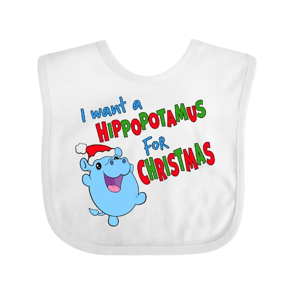 Inktastic I Want a Hippopotamus For Christmas Cute Stuffed Hippo Boys or Girls Baby Bib