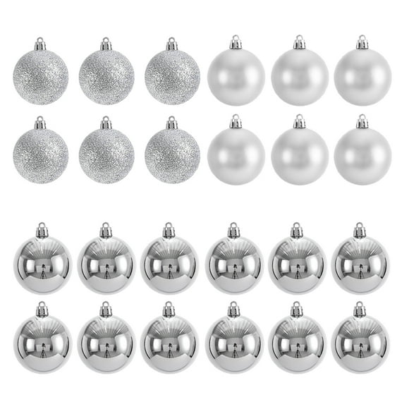 Advancent 24 unids/set bolas colgantes fácil de Navidad esenciales bolas de decoración duraderas y confiables Kits de decoración para fiestas plata