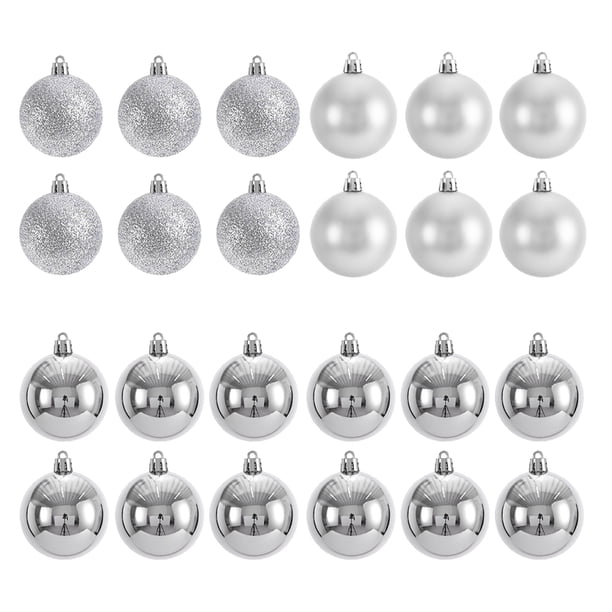 Advancent 24 unids/set bolas colgantes fácil de Navidad esenciales bolas de decoración duraderas y confiables Kits de decoración para fiestas plata