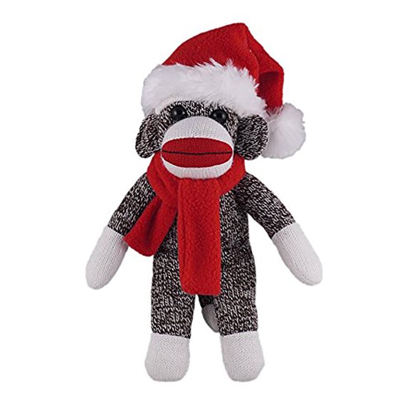 Made By Aliens Personalized Floppy Original Sock Monkey -Stuffed Animal Plush Toy- With Scarf And Hat- Perfect Gift For Christmas- Valentine Day- Graduation Day- Birthday- 10 inches (Brown)