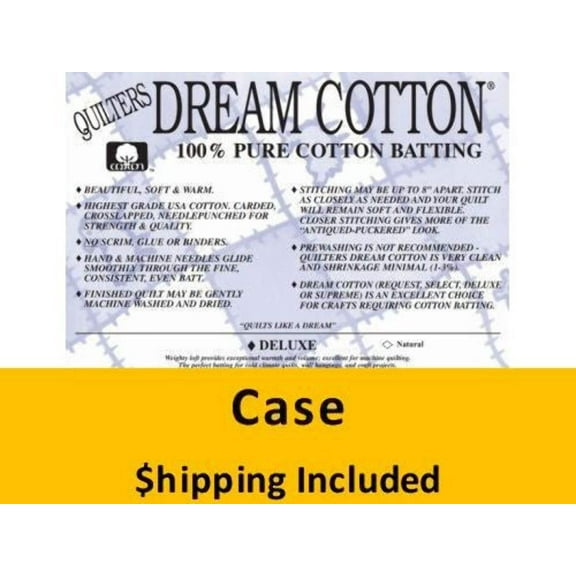 N6TW Dream Cotton Natural  Deluxe Batting (Case (6), Twin 72 in x 90 in) shipping Included*
